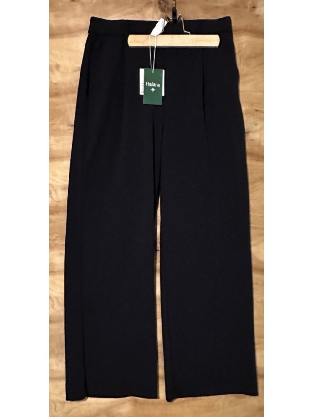 NWT Halara Woman Med Halo Tek Air High Waist Pants Black Wide Leg Pull On